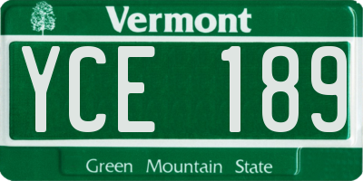 VT license plate YCE189