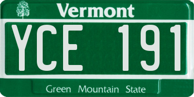 VT license plate YCE191