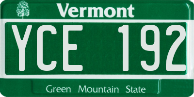 VT license plate YCE192