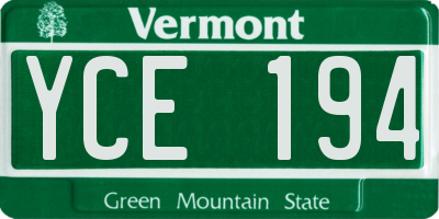 VT license plate YCE194
