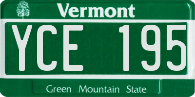 VT license plate YCE195