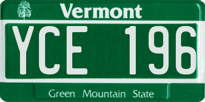 VT license plate YCE196