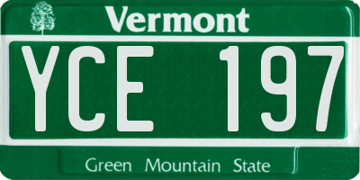 VT license plate YCE197