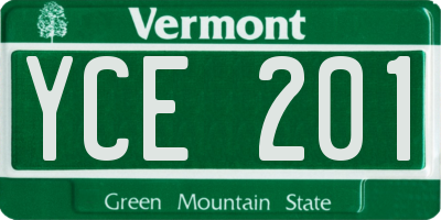 VT license plate YCE201