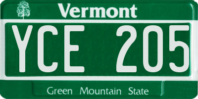 VT license plate YCE205