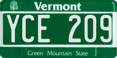 VT license plate YCE209