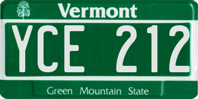 VT license plate YCE212