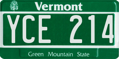 VT license plate YCE214