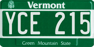 VT license plate YCE215