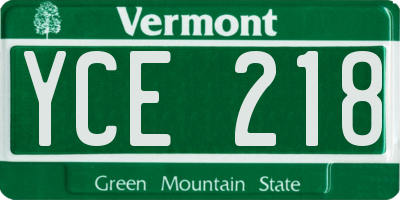 VT license plate YCE218