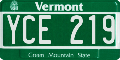 VT license plate YCE219