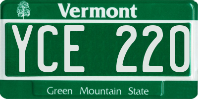 VT license plate YCE220