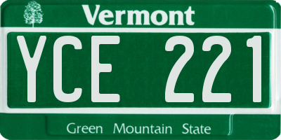 VT license plate YCE221