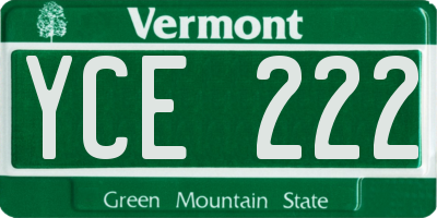 VT license plate YCE222
