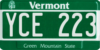 VT license plate YCE223
