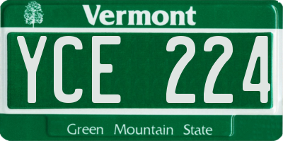 VT license plate YCE224