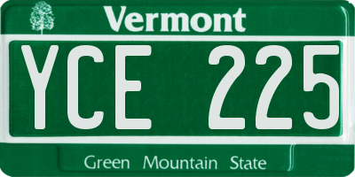 VT license plate YCE225