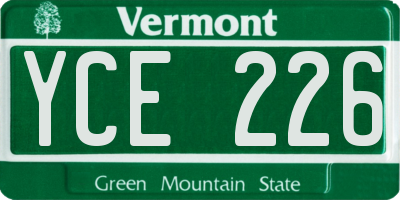 VT license plate YCE226
