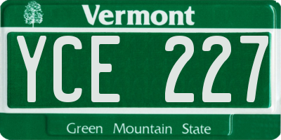 VT license plate YCE227