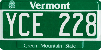 VT license plate YCE228