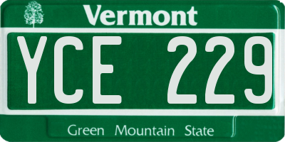 VT license plate YCE229