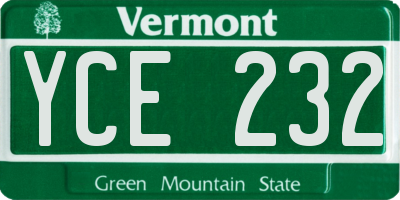 VT license plate YCE232
