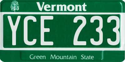 VT license plate YCE233