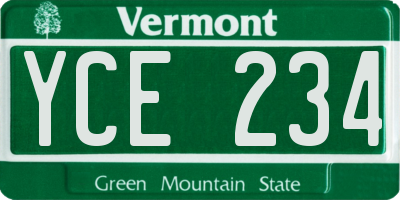 VT license plate YCE234