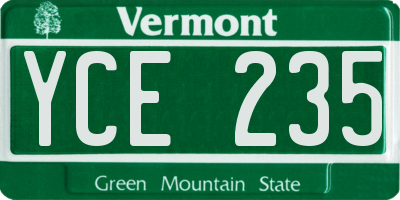VT license plate YCE235