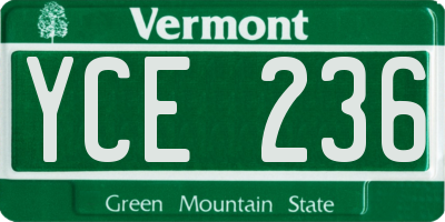 VT license plate YCE236