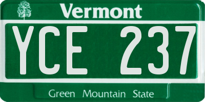 VT license plate YCE237