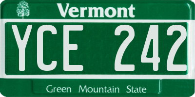 VT license plate YCE242