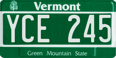 VT license plate YCE245