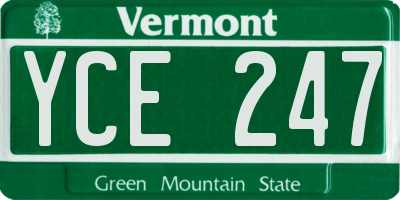 VT license plate YCE247