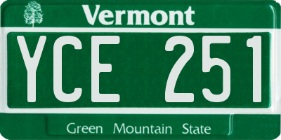 VT license plate YCE251