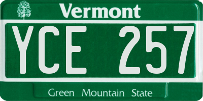 VT license plate YCE257