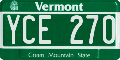 VT license plate YCE270