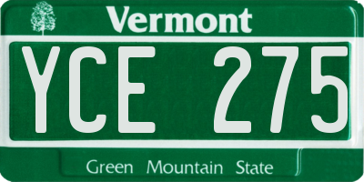 VT license plate YCE275