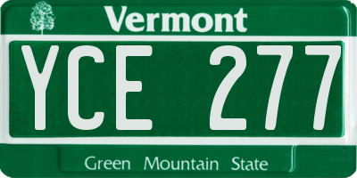VT license plate YCE277