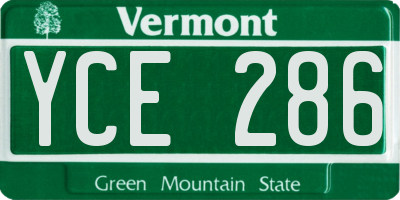 VT license plate YCE286
