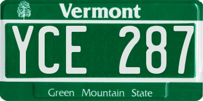 VT license plate YCE287