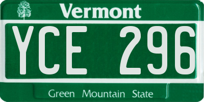 VT license plate YCE296