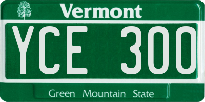 VT license plate YCE300