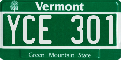 VT license plate YCE301