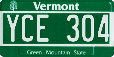 VT license plate YCE304
