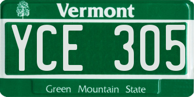 VT license plate YCE305