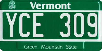 VT license plate YCE309