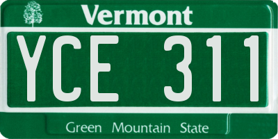 VT license plate YCE311
