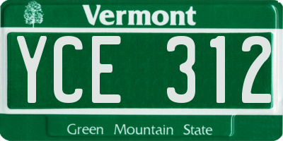 VT license plate YCE312