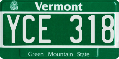 VT license plate YCE318